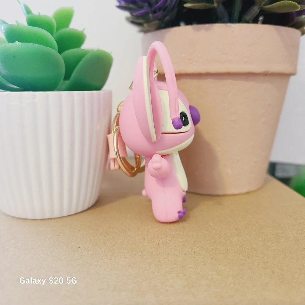 Pink Angel Stitch Keychain Cute Cartoon Character Bag Charm Accessory‎ NEW